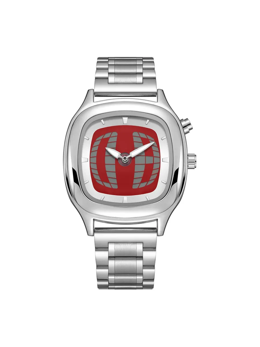 Мужские часы Square Silver Red с кварцем