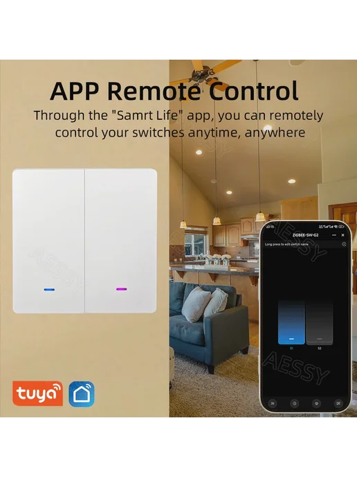 Aessy Переключатель Tuya Zigbee 1Gang B AC 100V-240V, вариант, фото 3