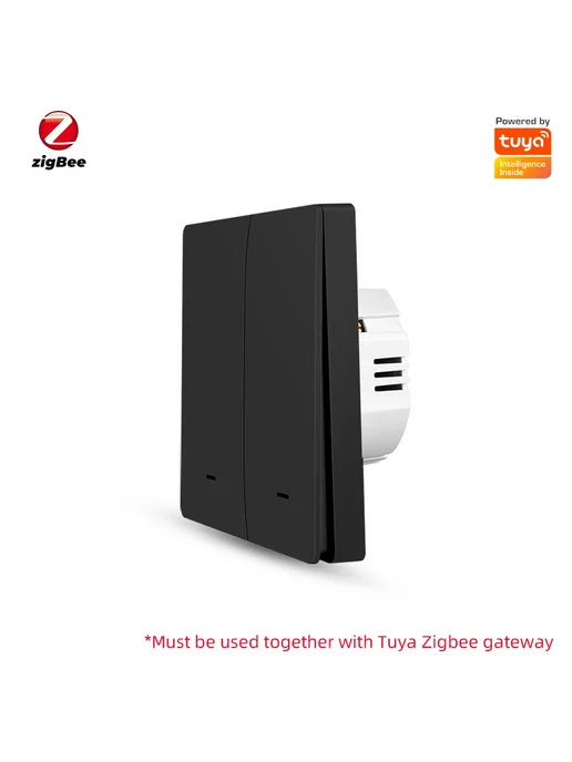 Aessy Умный выключатель Zigbee 2Gang Tuya B, черный, черный