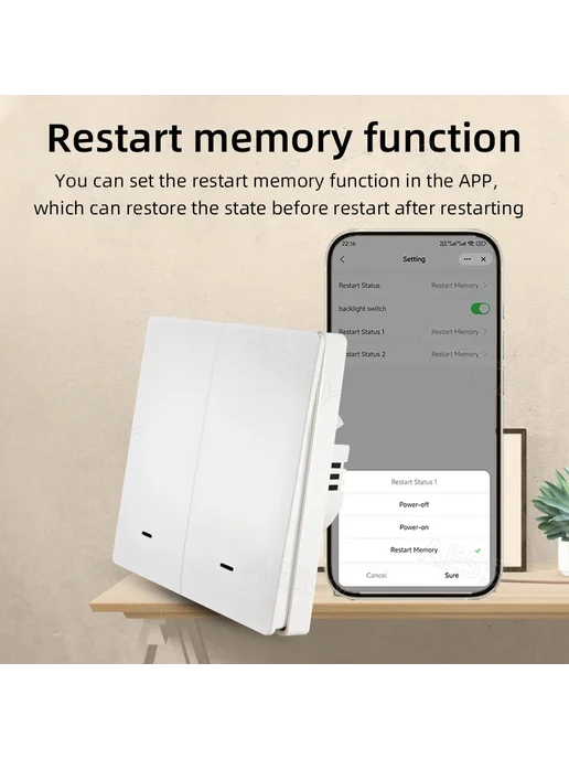 Aessy Умный выключатель Zigbee 2Gang Tuya B, черный, черный, фото 7