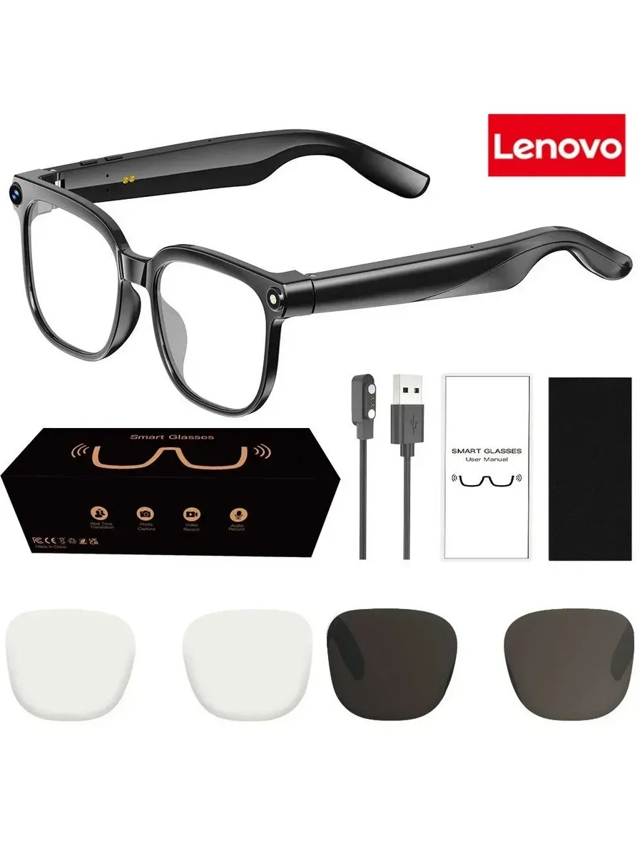 Lenovo New AI Smart Glasses 1080P HD Video Record Camera