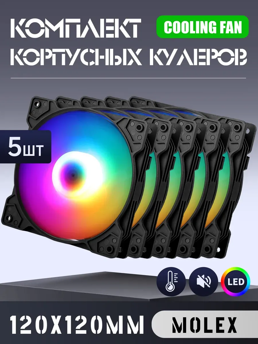Вентилятор для пк 120 мм RGB 5шт