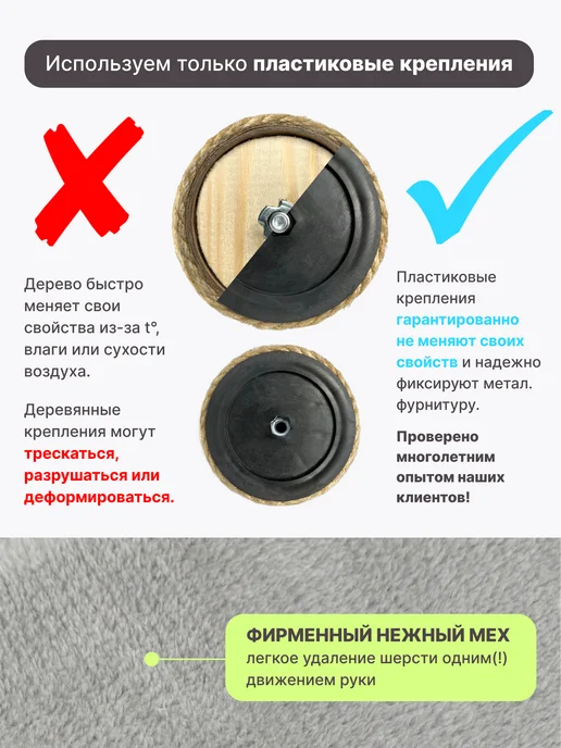 RICH BREED Когтеточка для кошки столбик напольная, серый, фото 6