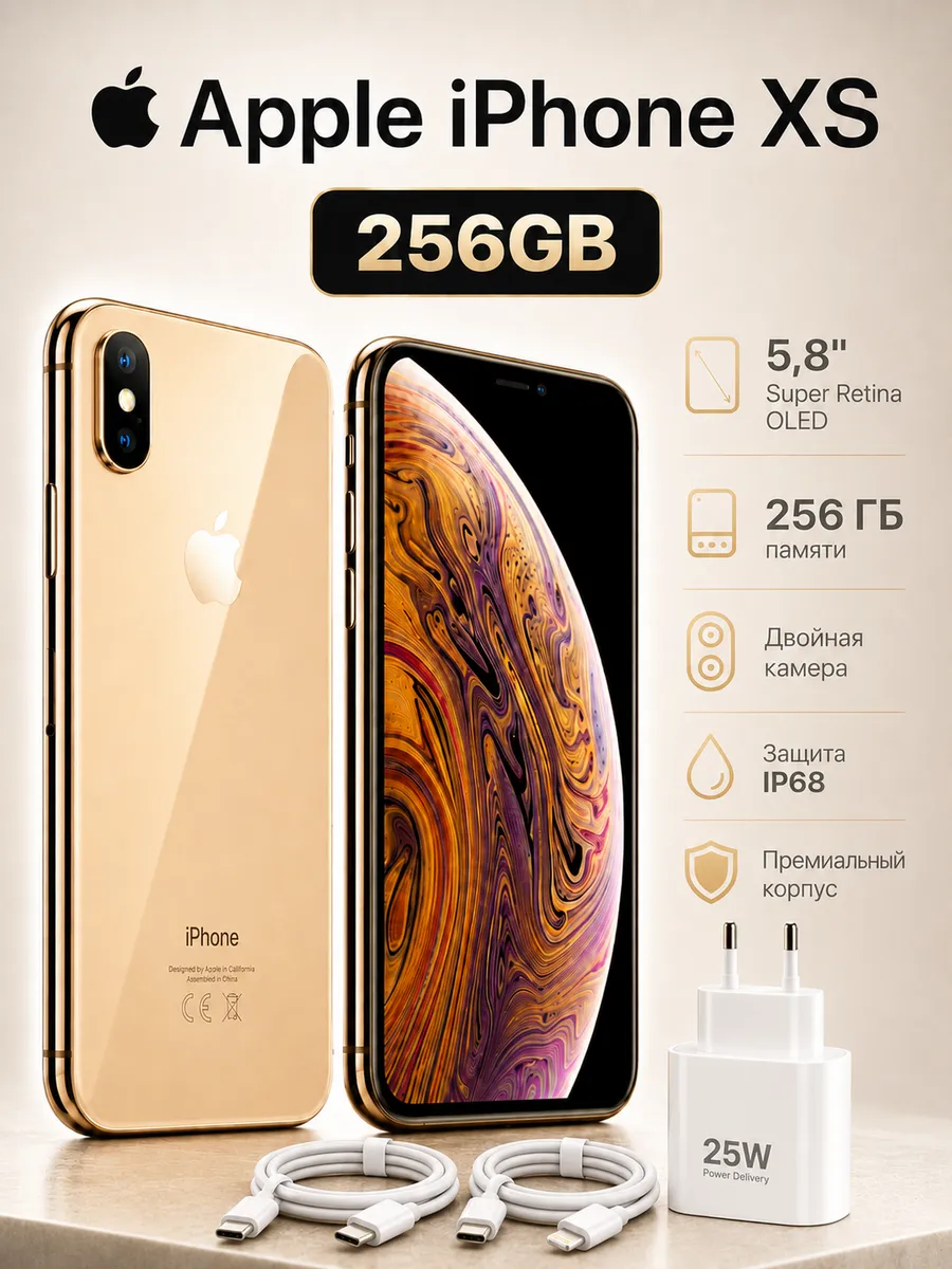 Смартфон iPhone XS 256 ГБ Золотой Восстановленный