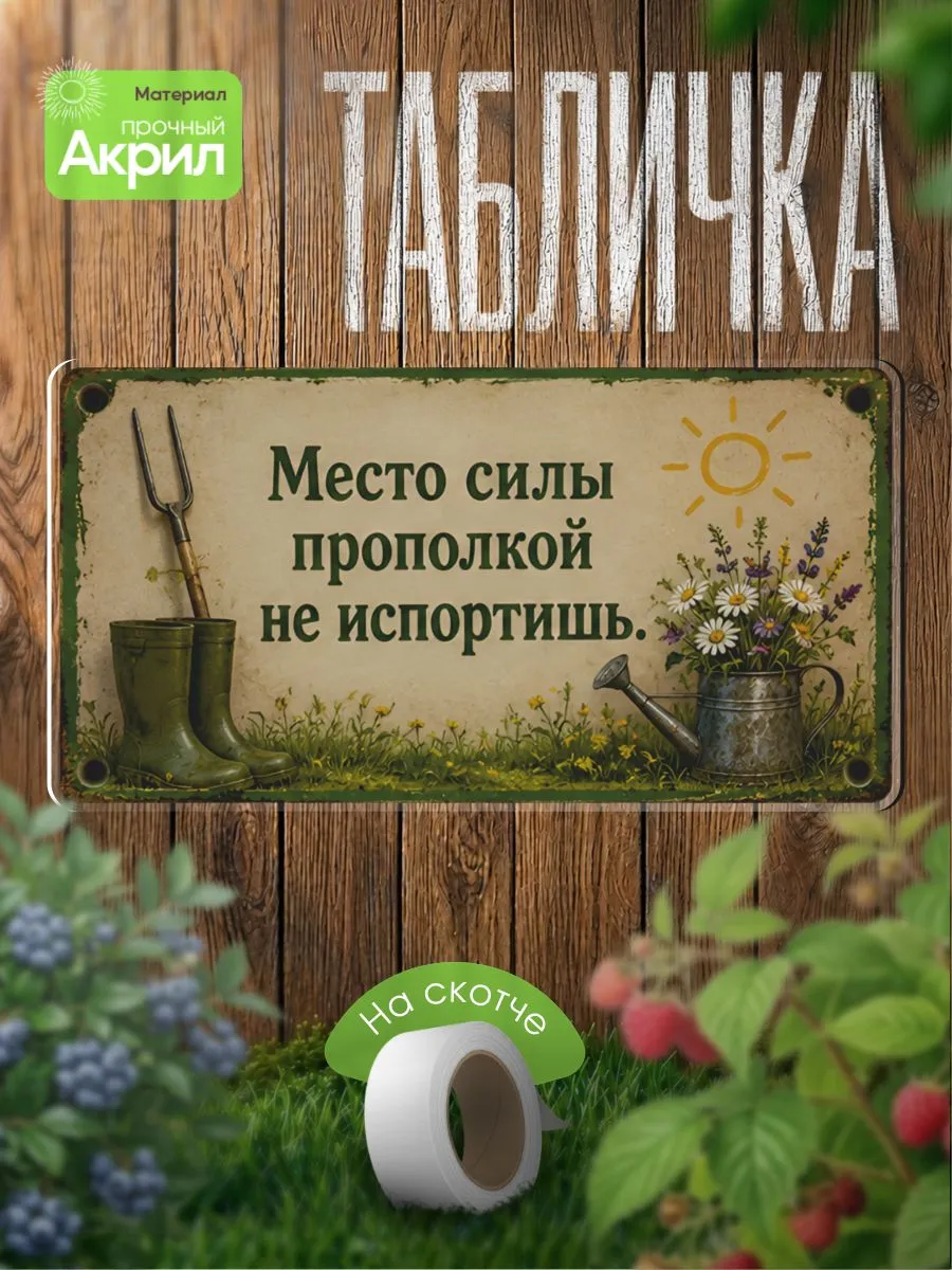 Табличка декор Место силы прополкой не испортишь