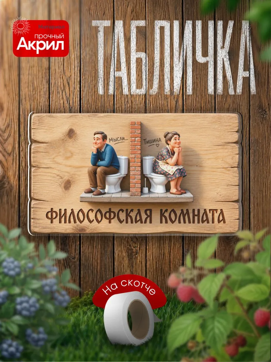 Табличка декор Философская комната, туалет 3Д