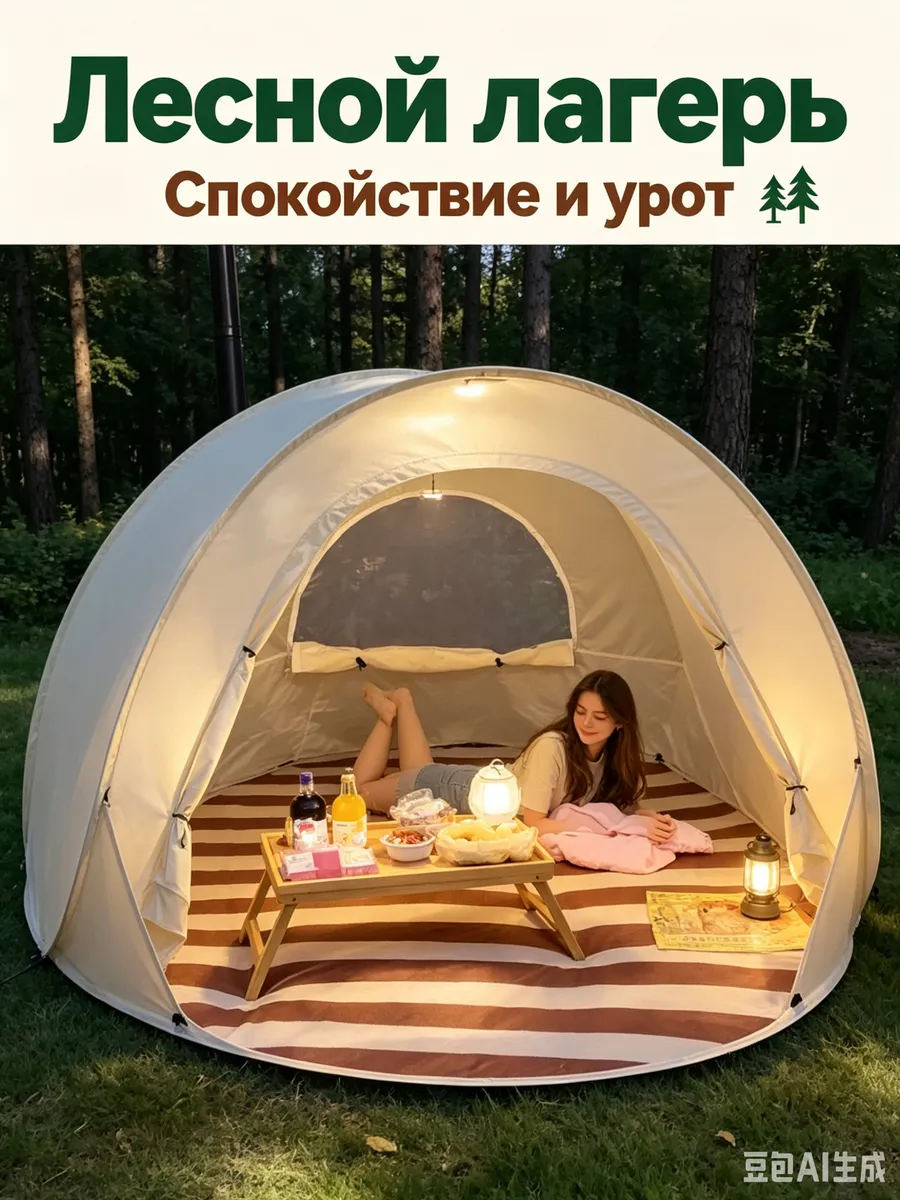 Автораскладной шатёр для пляжа, бескаркасный, бежевый