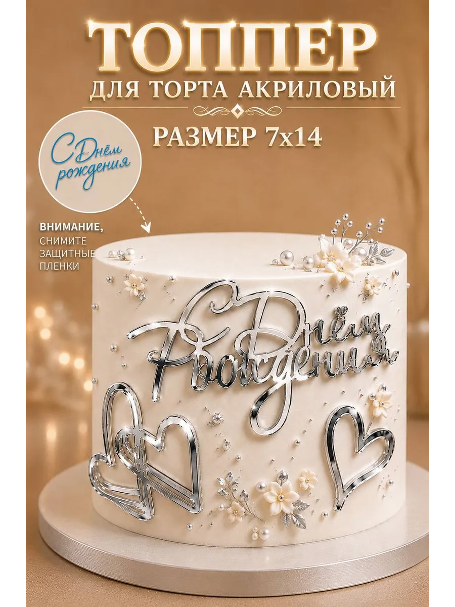 Топпер для торта с днем рождения