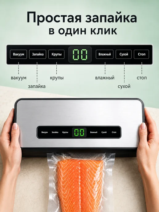 Вакууматор для продуктов с запайкой с пакетами, серый, фото 2
