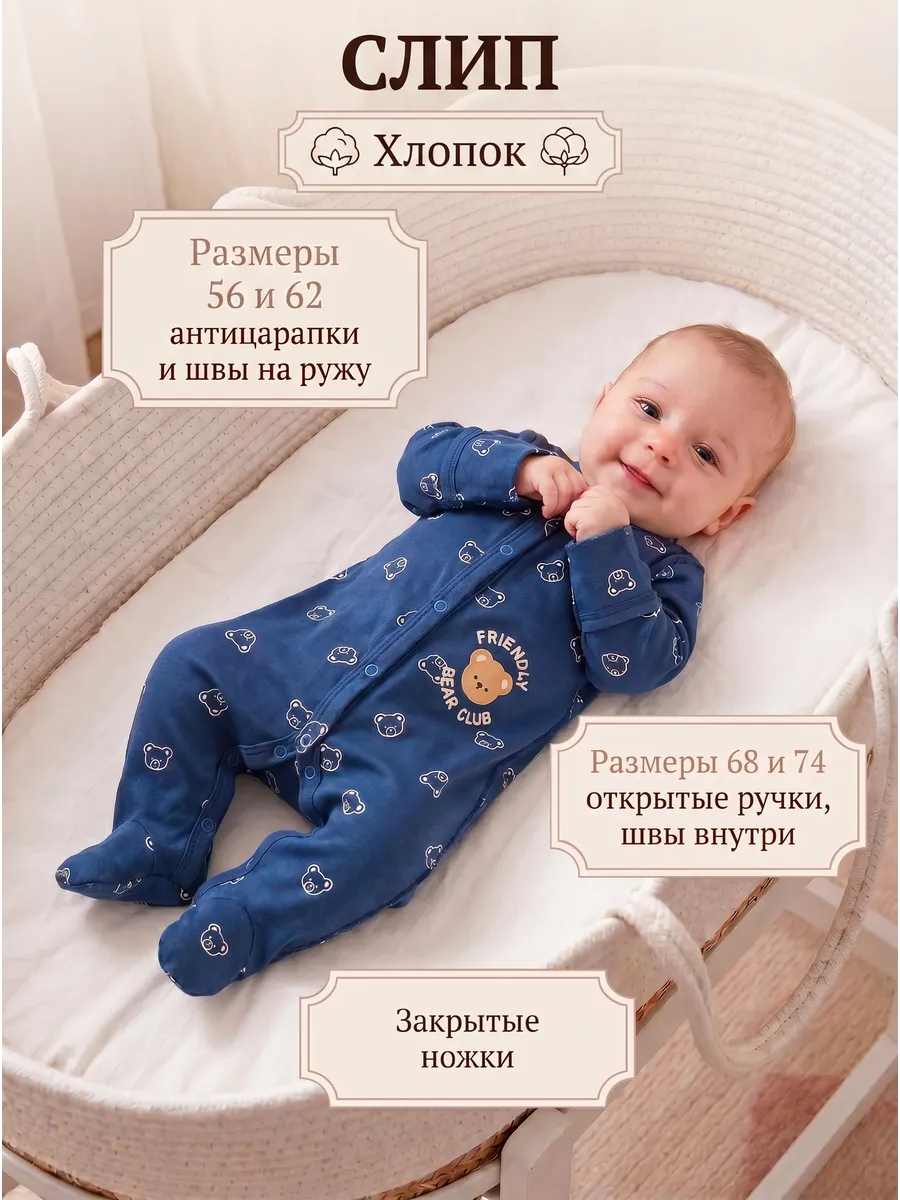 Слипы для новорожденных комбинезон нательный