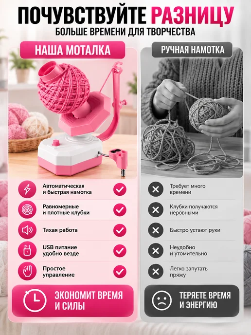 Автоматический спиннер пряжи для шитья, USB, розовый, розовый, фото 2