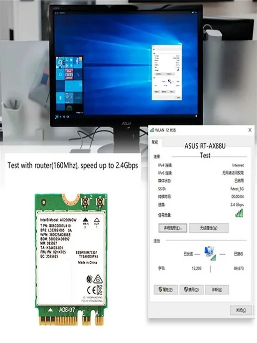 Intel Wi-Fi адаптер Wi-Fi 6 AX200, 2230, 2x2 AX+BT, 2.4 Гбит с Bluetooth, фото 4