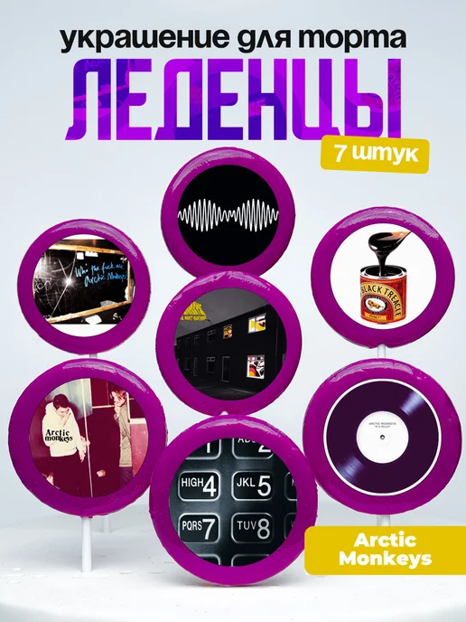 Украшение для торта Arctic Monkeys. Леденцы Арктик Манкис