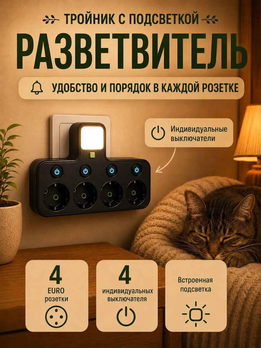 Тройник для розетки