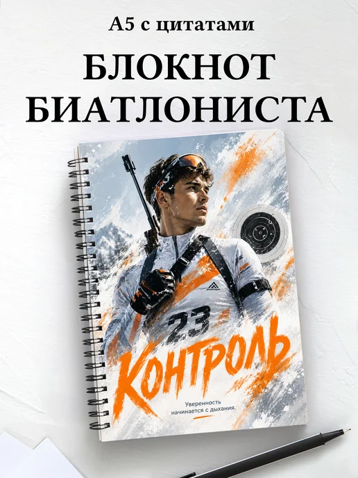 Блокнот биатлониста с мотивирующими цитатами