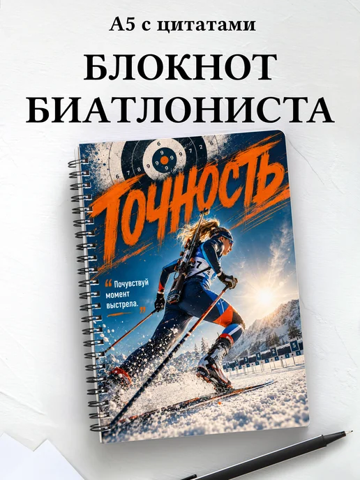 Блокнот биатлониста с мотивирующими цитатами