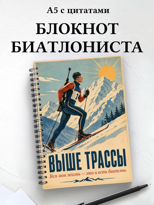Блокнот биатлониста с мотивирующими цитатами