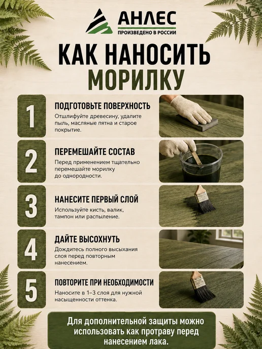 Анлес Морилка для дерева без запаха влагостойкая водная, зеленый, фото 4