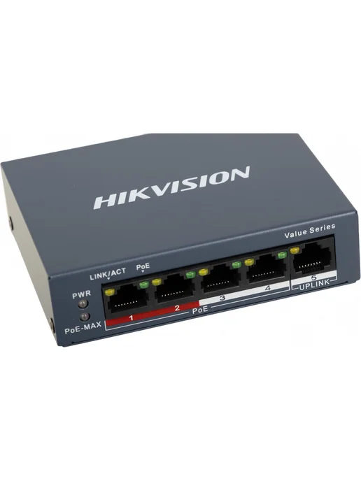 Коммутатор DS-3E0105P-E M(C) 4x100Мбит с 4PoE+ 35W, 4x100, 35 Вт, фото 7