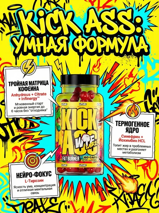 WTF Labs Жиросжигатель для женщин и мужчин KICK ASS HARD, вариант, фото 3
