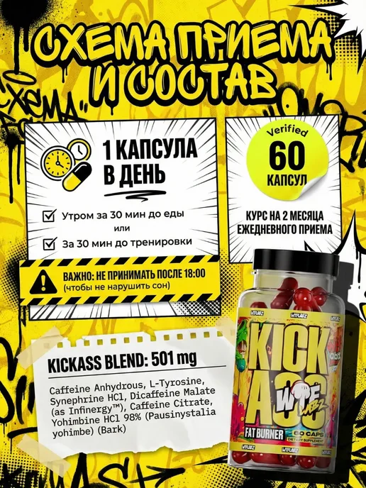 WTF Labs Жиросжигатель для женщин и мужчин KICK ASS HARD, вариант, фото 4