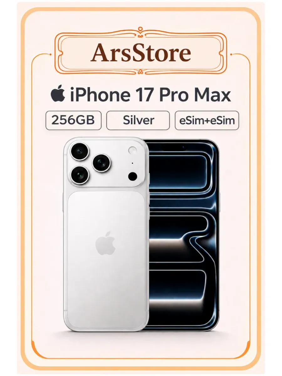 iPhone 17 Pro Max 256 eSIM+eSIM Silver Apple 1096364606 купить в интернет‑магазине Wildberries