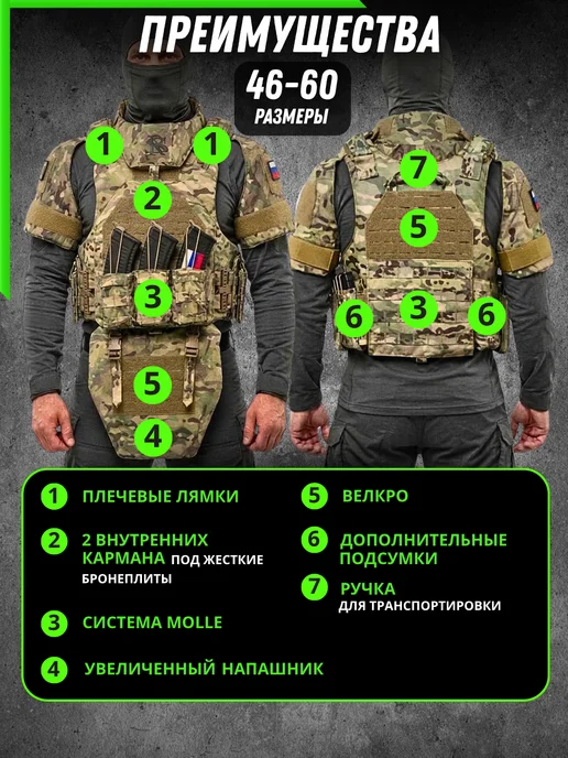 Бронежилет тактический штурмовой БР2 плитник 2 Кап, черный, фото 4