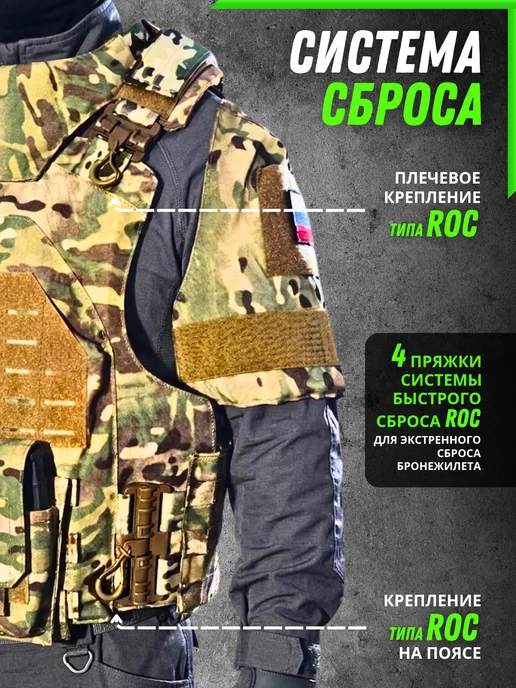 Бронежилет тактический штурмовой БР2 плитник 2 Кап, черный, фото 6