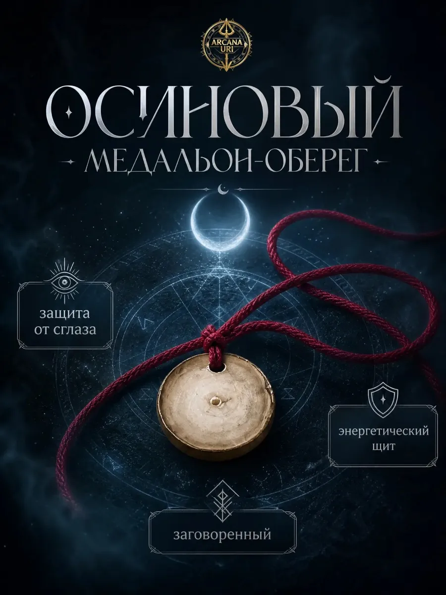 Оберег осиновый защитник амулет жетон медальон
