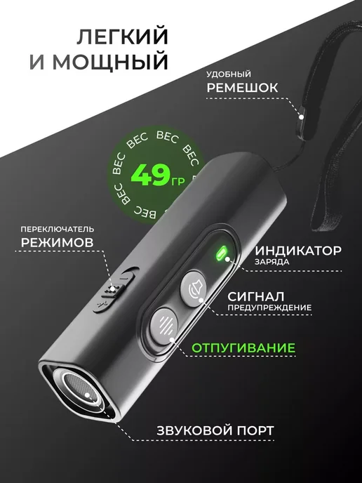 NoahNuh Отпугиватель собак ультразвуковой компактный, черный, фото 5