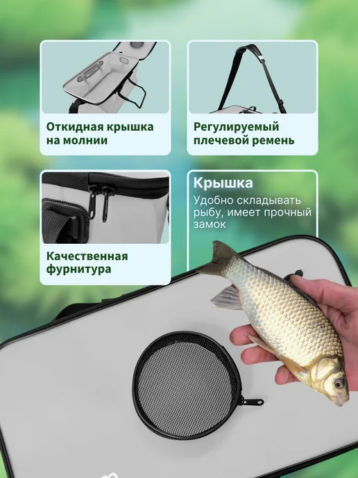 TroutPoint Кан рыболовный сумка для рыбы 50см, синий, фото 4