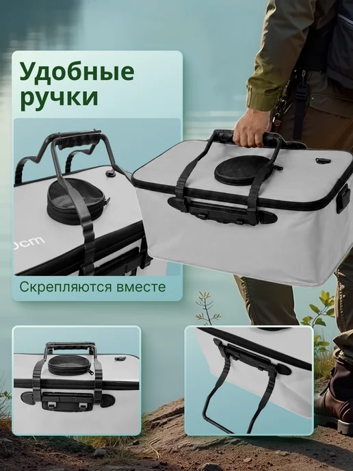 TroutPoint Кан рыболовный сумка для рыбы 50см, синий, фото 5
