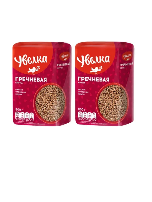 Увелка Крупа отборная гречневая ядрица "Экстра" 0,8кг 2 шт, 0,8 кг, 2 шт
