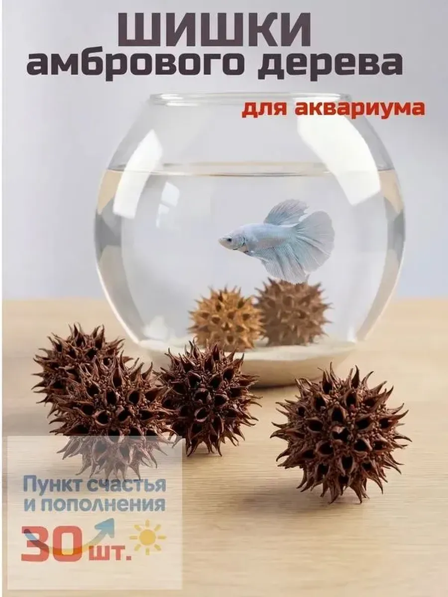 Аквариумные шишки амбрового дерева, 30 шт