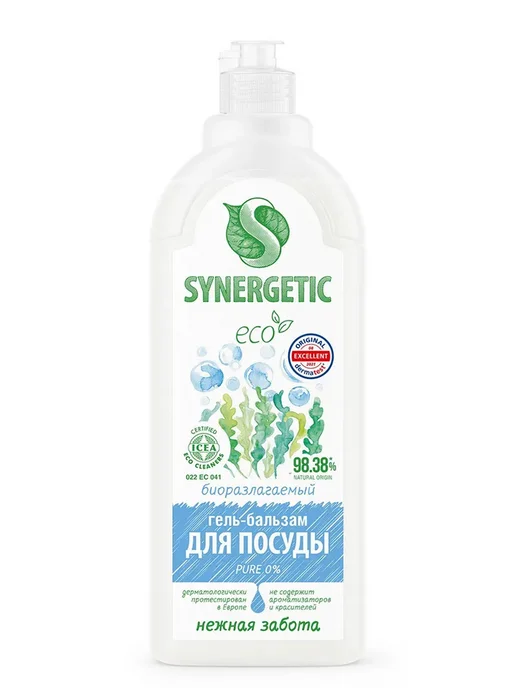 SYNERGETIC Гель-бальзам для посуды PURE, 1000 мл, 1 л, фото 6