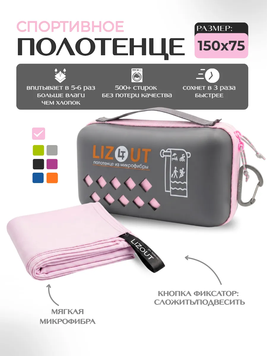 Спортивное полотенце из микрофибры пляжное 75х150