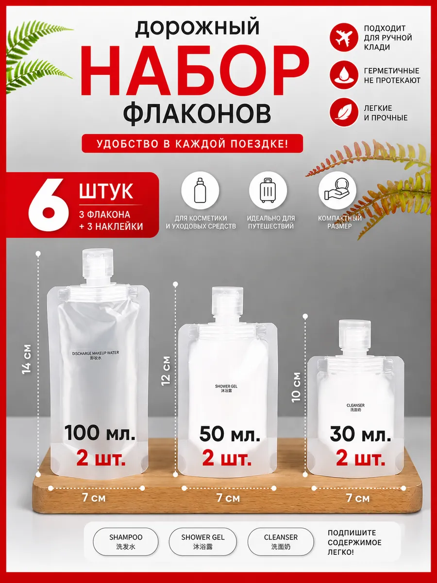 Дорожный набор флаконов для путешествий
