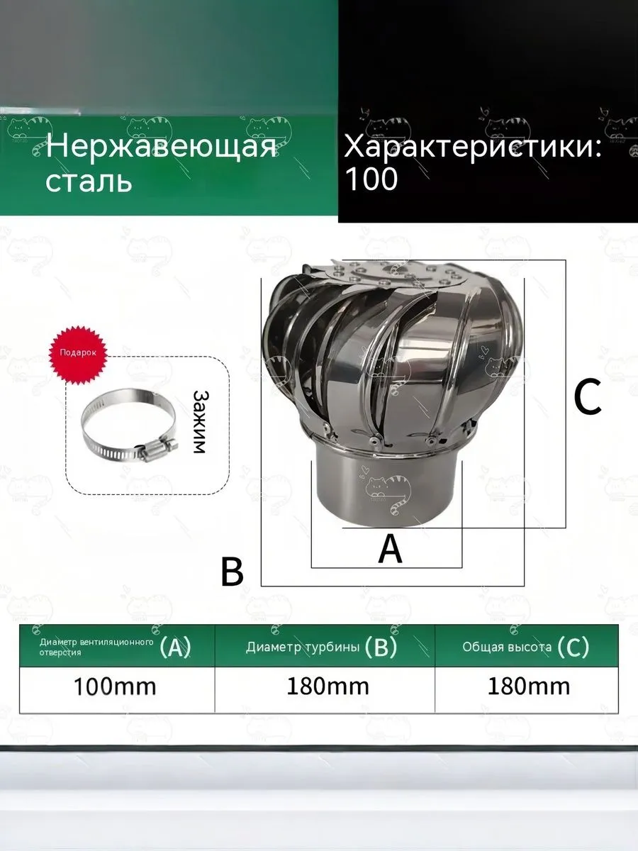 Приточная установка с дефлектором, нержавейка, 100 мм