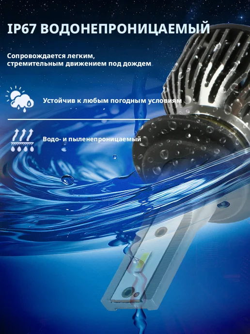 Gicoo F2 LED фары H7 100Вт 12000лм CANBUS, 2 шт, 100 Вт, 2 шт, фото 7