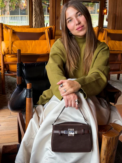 GUSAK SHOP Сумка маленькая женская кросс боди, коричневый, фото 2