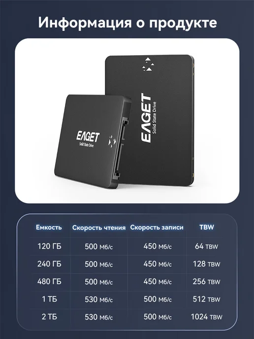 EAGET 120 ГБ Внутренний SSD SATA3", 120 ГБ, фото 6