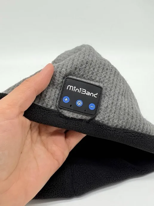 Nurza Шапка с Bluetooth наушниками музыкальная зимняя беспроводное, серый, фото 7