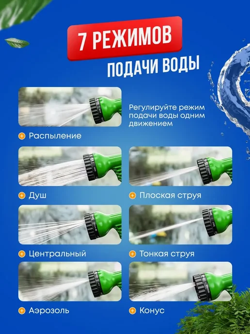 Растягивающийся поливочный шланг для огорода 12 м, 12 м, фото 5