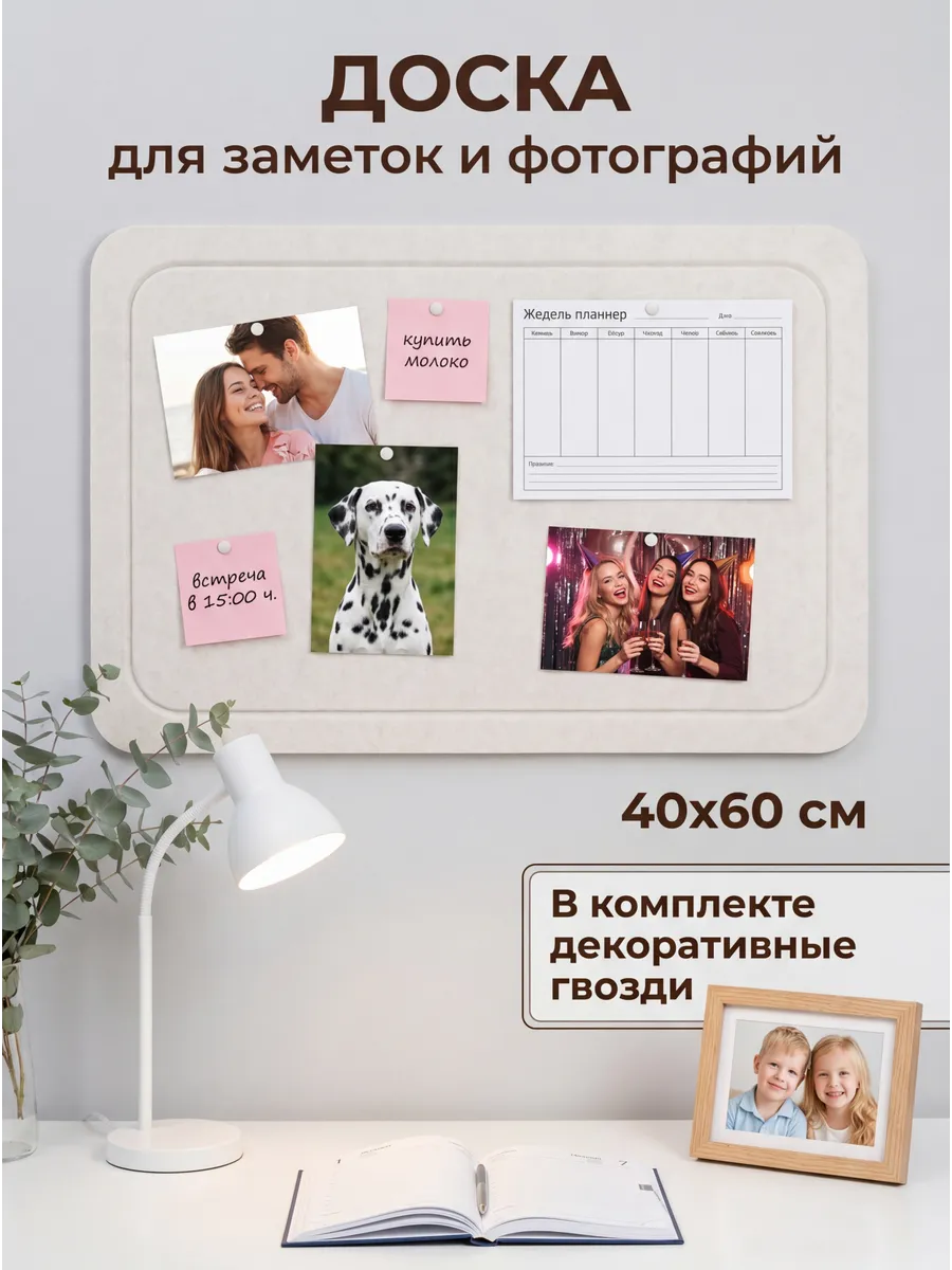 Доска для заметок и фотографий на стену