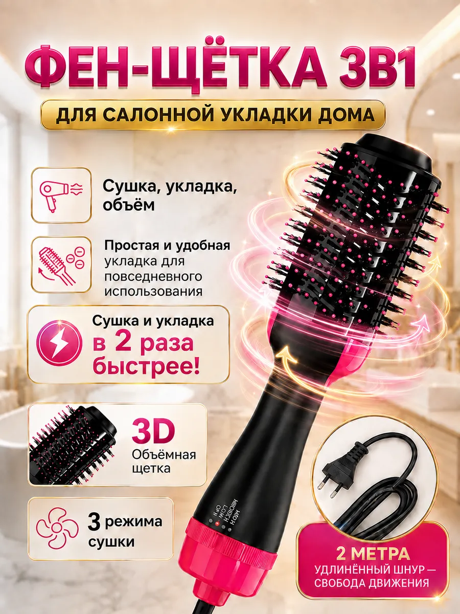 Фен-щетка электробрашинг для укладки волос