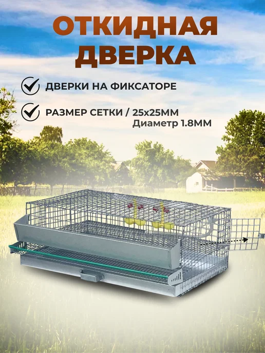 Клетка для перепелок на 30 голов с кормушкой и поилкой, серый, фото 3