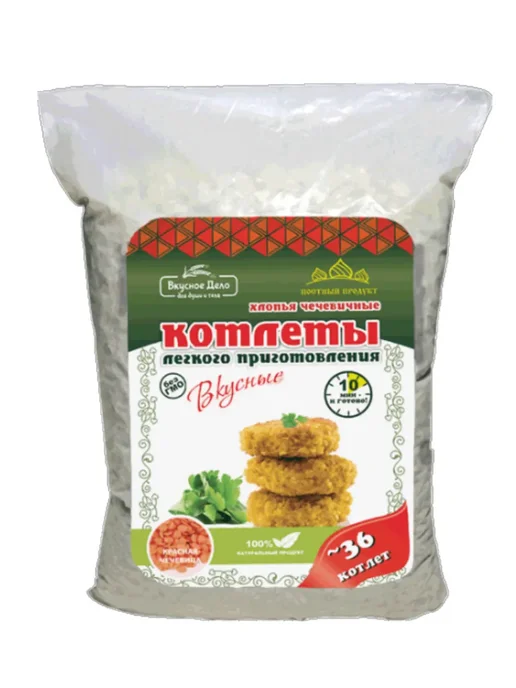 Вкусное дело Хлопья (котлетные) из красной чечевицы 500г, 500 г