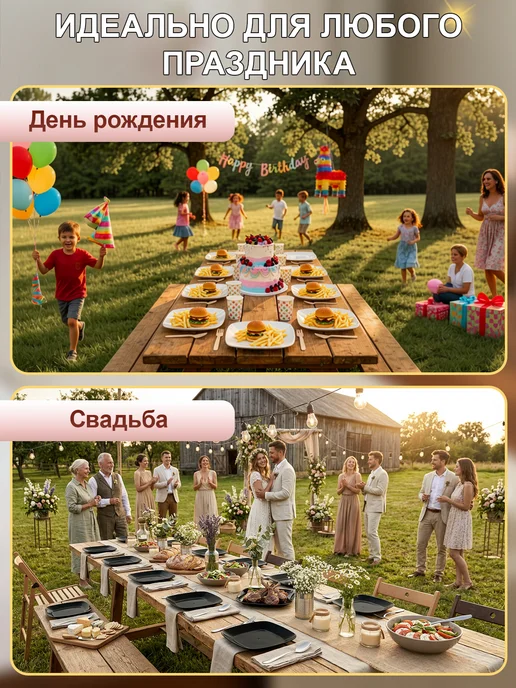 ПластикСтарс Тарелки пластиковые многоразовые набор 10 шт, 10 шт, фото 8