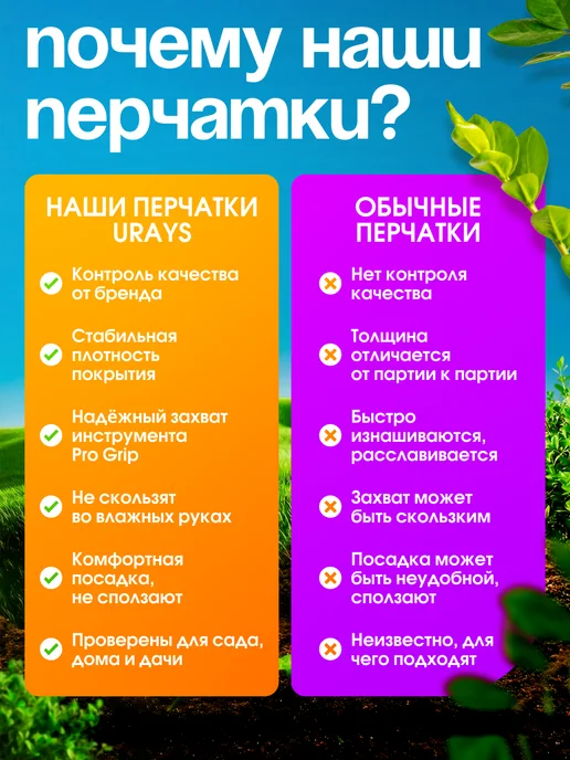 URAYS 10 пар Перчатки садовые с покрытием прочные, вариант, фото 8