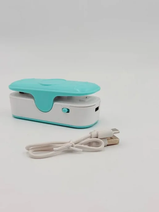 Лем0806 Мини запайщик пакетов 2 в 1 с резаком USB кухонный, голубой, фото 7